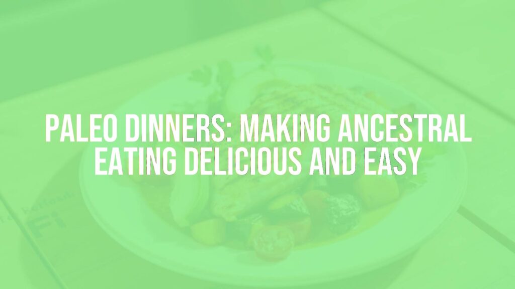 A delicious Paleo dinner plate with grilled salmon, roasted vegetables, and avocado, rustic wooden table, warm natural lighting, realistic.